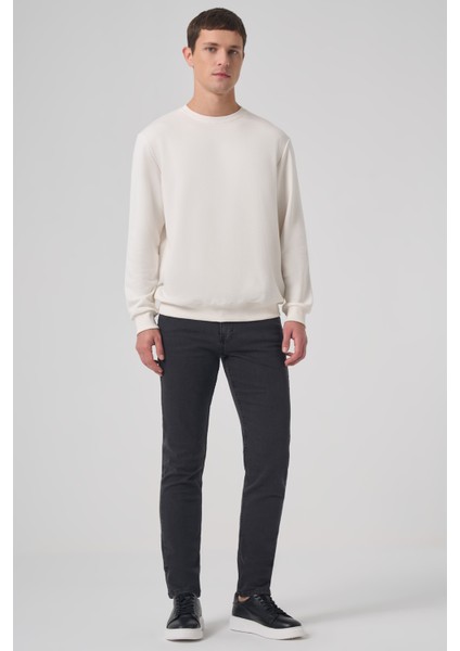 Erkek Ekru Basic Bisiklet Yaka Sweatshirt fırsatları