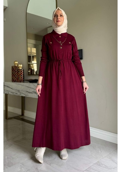 Hazan Triko Elbise Bordo