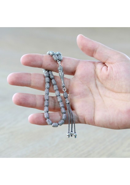 3 Lü Kamçı Püsküllü Imamesi Çeşmi Bülbül Detaylı Kapsül Kesim Eskitme Renk 925 Ayar Gümüş Tesbih fırsatları