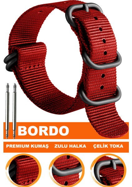 18mm-20mm-22mm-24mm saatlerle uyumlu premıum zulu nato kumaş tekstil saat kordonu kayışı z39nyl1b-bo