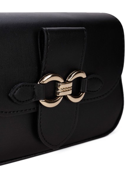 2'li Kadın Çanta Paketi Kapaklı Çapraz Askılı Bej ve Siyah Omuz Çantası 2 Adet