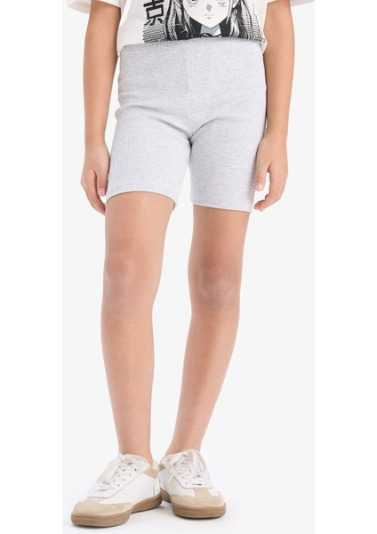 Kız Çocuk Pamuklu 2'li Takım Baskılı Kısa Kollu Tişört Biker Tayt E7317A825HS