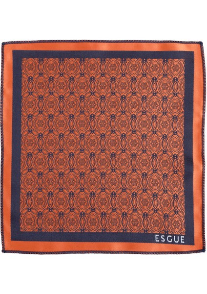 8 cm Klasik Geniş Hand Made Kiremit - Lacivert Motif Desen Mendilli Kravat indirimleri