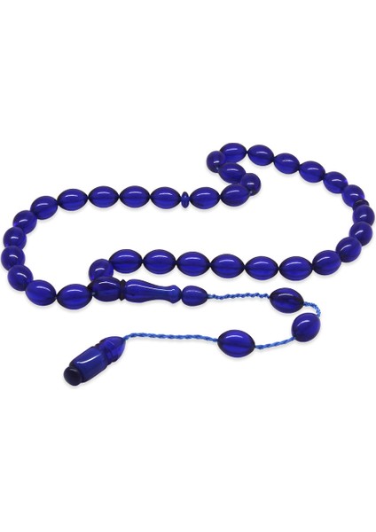 Sistemli Arpa Kesim Lacivert Sıkma Kehribar Tesbih