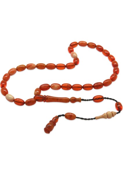 Sistemli Arpa Kesim Mini Boy Bayrak Kırmızı Beyaz Ateş Kehribar Tesbih