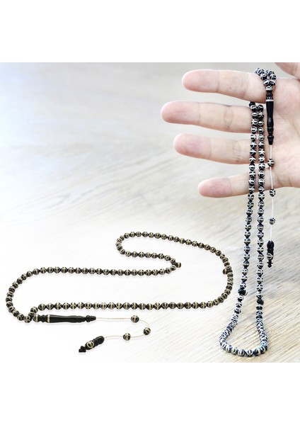 Sistemli 925 Ayar Gümüş Sarmal Küre Kesim Kahverengi 99 Taneli Kuka Namaz Tesbihi fiyatları