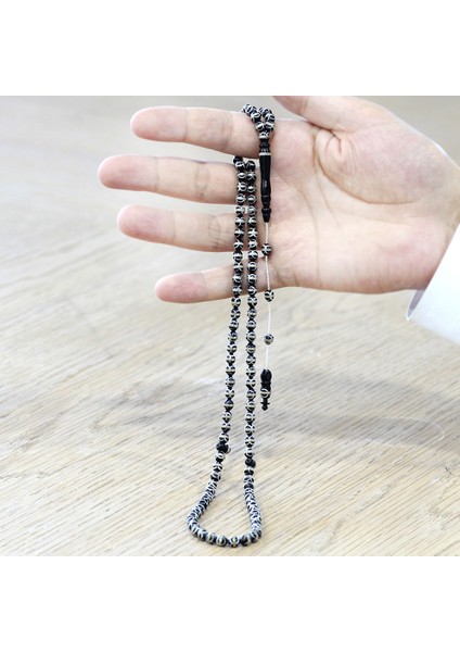 Sistemli 925 Ayar Gümüş Sarmal Küre Kesim Kahverengi 99 Taneli Kuka Namaz Tesbihi modelleri