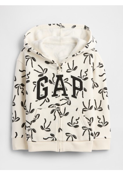 Kız Bebek Kırık Beyaz Gap Logo Fermuarlı Sweatshirt