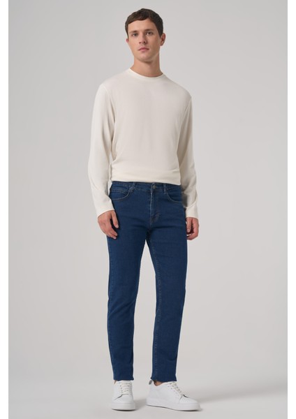 Erkek Mavi Denim 5 Cep Dynamic Fit Jean Kot Pantolon fırsatları