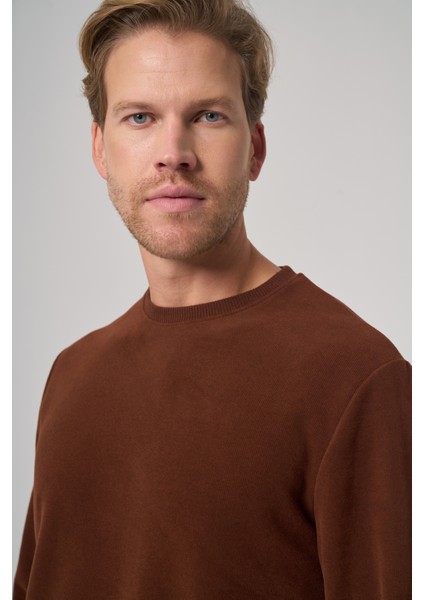 Erkek Kiremit Trend Bisiklet Yaka Sweatshirt modelleri