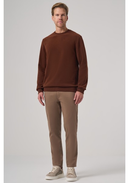 Erkek Kiremit Trend Bisiklet Yaka Sweatshirt fırsatları