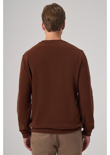 Erkek Kiremit Trend Bisiklet Yaka Sweatshirt indirimleri