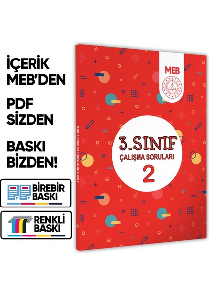 2026 MEB İlkokul 3.Sınıf Çalışma Soruları 1 Tüm Dersler Kazanım Pekiştirme Kitabı BASKI ÜCRETİ