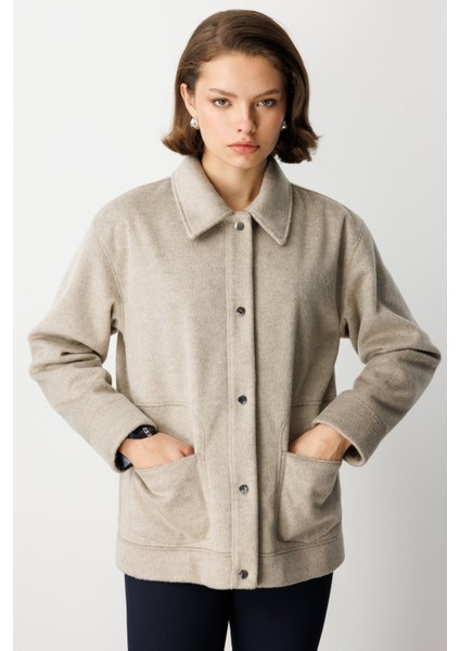 Kadın Torba Cepli Kısa Kaşe Mont 6087 Vizon fiyatları