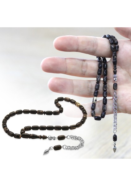 Sıkma Kehribar Tesbih - Kararmaz Metal Püsküllü - Mini Boy - Ebruli Renk - Kapsül Kesim fiyatları