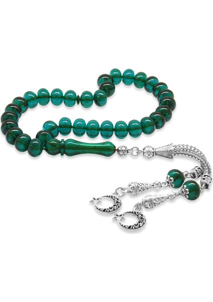 Kararmaz Metal Ayyıldız Püsküllü Tekerlek Kesim Turkuaz Ateş Kehribar Tesbih