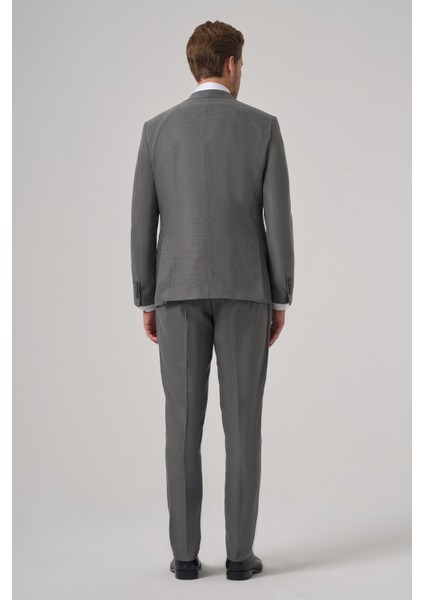 Erkek Gri Poliviskon Trend Çizgili Slim Fit Sivri Yaka Takım Elbise indirimleri