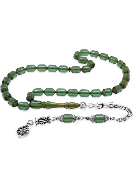 Kararmaz Metal Arnavut Püsküllü Uçlu Kapsül Kesim Soft Turkuaz Ateş Kehribar Tesbih