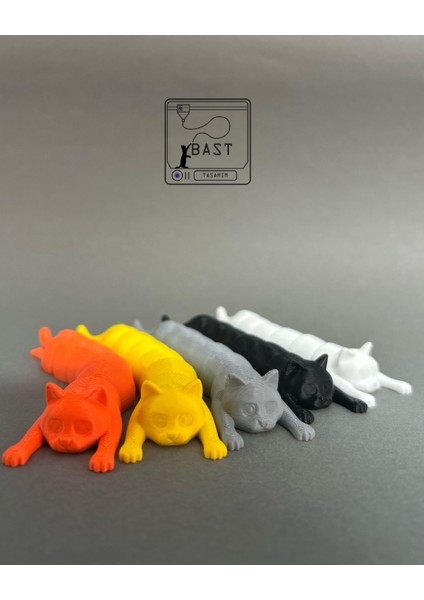Bast Tasarım 3D Yazıcı Esneyen Eklemli Kedi Oyuncak Figür (Flexi Cat)