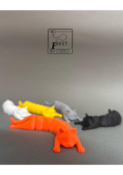 Bast Tasarım 3D Yazıcı Esneyen Eklemli Kedi Oyuncak Figür (Flexi Cat) modelleri