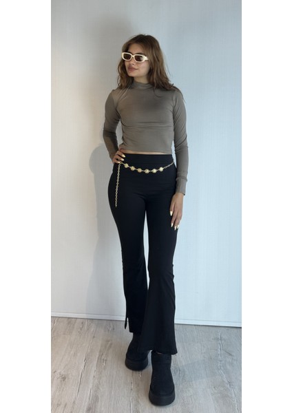 Kadın Balıkçı Yaka Viskon Kumaş Uzun Kollu Bluz