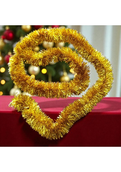 2 Metre Parlak Metalik Gold Yılbaşı Boyun Simi Gold Yumuşak Boyun Garlandı Dekor Gold Süsleme Simi