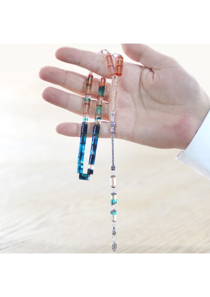 925 Ayar Gümüş Püsküllü Kesme Kesim Süzme Şeffaf Mavi Beyaz Ateş Kehribar Tesbih modelleri