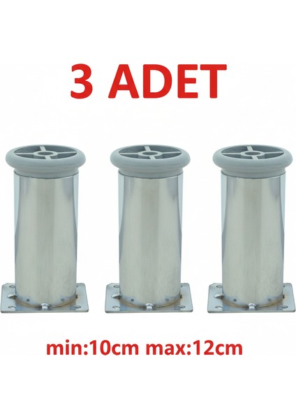 Metal Ayarlanabilir 3 Adet Mobilya Ayağı Metal Tablalı 10CM