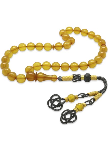 1000 Ayar Gümüş Kazaz Püsküllü Her Bir Tanesi Usta Işçilikli Küre Kesim Sarı Katalin Tesbih