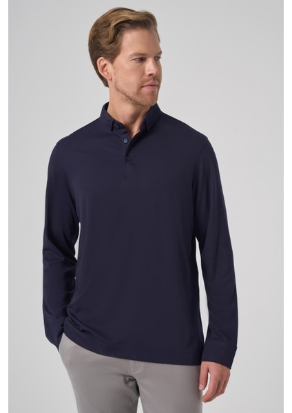 Erkek Lacivert Trend Polo Yaka Rayon Sweatshirt fiyatları