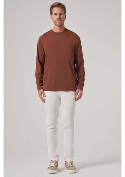 Erkek Kiremit Trend Bisiklet Yaka Rayon Sweatshirt fırsatları