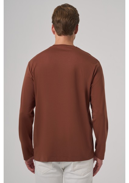 Erkek Kiremit Trend Bisiklet Yaka Rayon Sweatshirt indirimleri