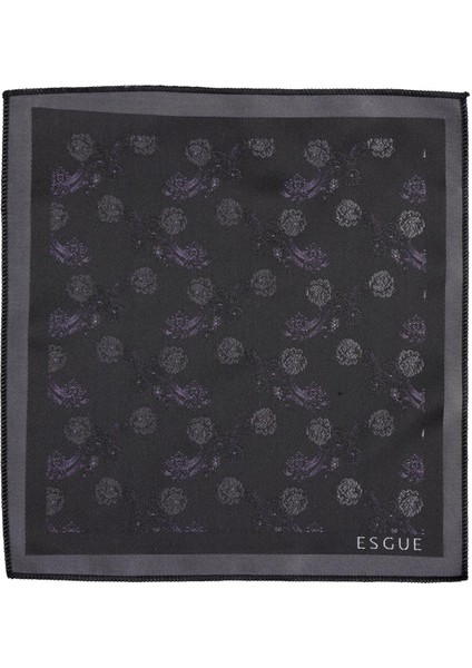 8 cm Klasik Geniş Hand Made Siyah - Lila Çiçek Desen Mendilli Kravat indirimleri