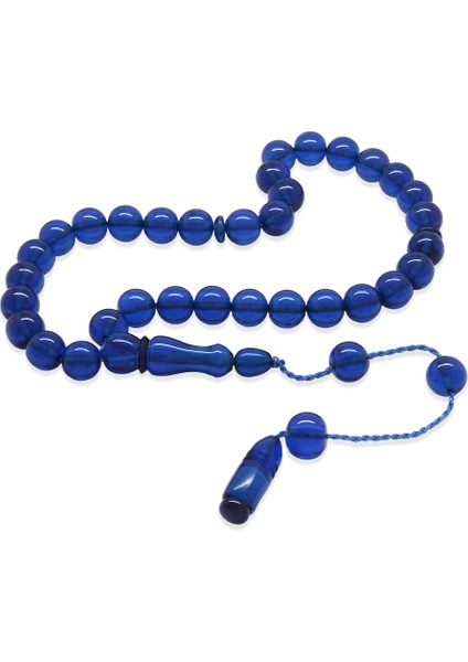 Sistemli Küre Kesim Lacivert Sıkma Kehribar Tesbih