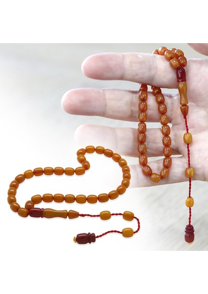 Sistemli Küp Kesim Çift Renk Imameli Bilek Boy Koyu Bal Rengi Ateş Kehribar Tesbih fiyatları