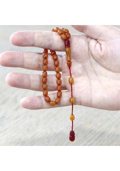 Sistemli Küp Kesim Çift Renk Imameli Bilek Boy Koyu Bal Rengi Ateş Kehribar Tesbih modelleri