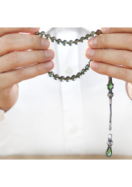 1000 Ayar Gümüş Kazaz Püsküllü Küre Kesim Su Yeşili Ateş Kehribar Tesbih modelleri