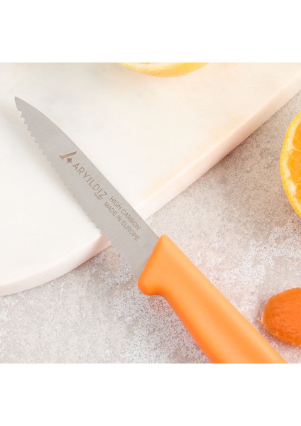 Daily Tırtıklı Meyve Bıçağı Turuncu 9 cm modelleri