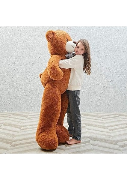Peluş 120 cm Papyonlu Sevimli Ayı - Sevgiliye Özel Hediye Kahverengi