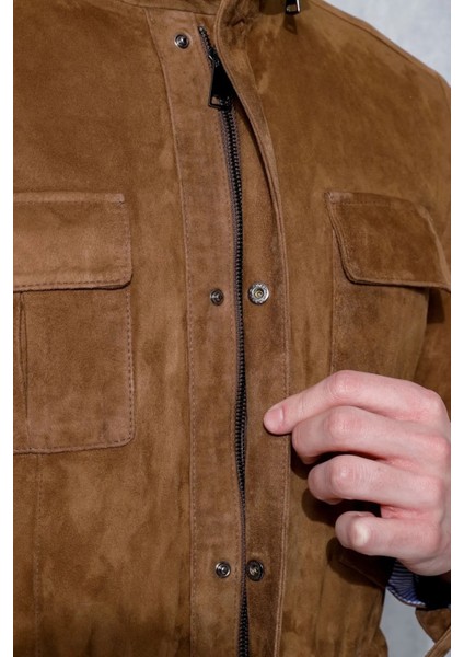 Erkek Safari Fermuarlı Hakiki Deri Taba Süet Ceket fırsatları