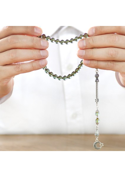 Kararmaz Metal Ayyıldız Püsküllü Küre Kesim Su Yeşili Ateş Kehribar Tesbih modelleri