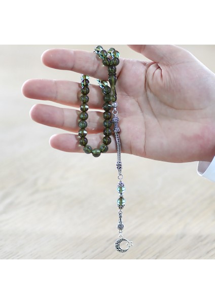 Kararmaz Metal Ayyıldız Püsküllü Küre Kesim Su Yeşili Ateş Kehribar Tesbih fırsatları