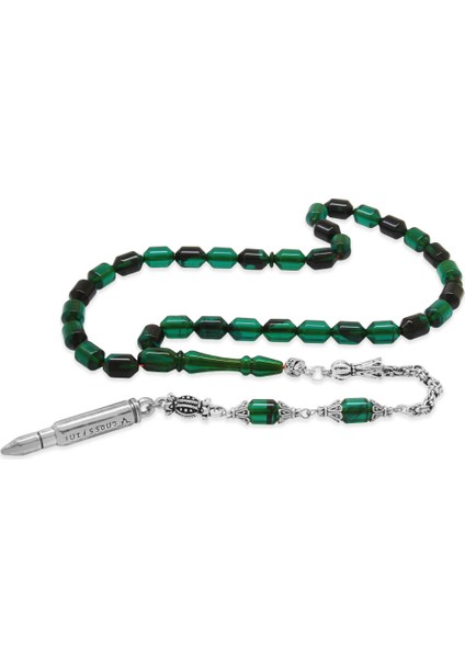 Kararmaz Metal Arnavut Püsküllü Uçlu Kapsül Kesim Turkuaz Siyah Ateş Kehribar Tesbih