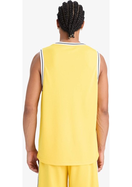 Hızlı Kuruyan Standart Fit Bisiklet Yaka Baskılı Sporcu Atlet E4396AX25HS