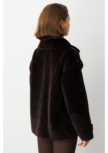 Kadın Apoletli Peluş Mont 6035 Kahverengi fırsatları