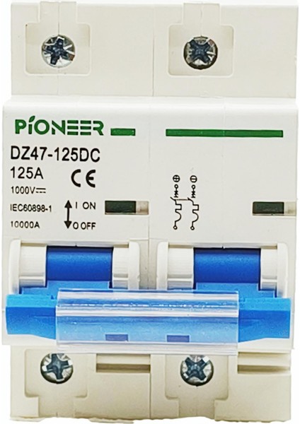 PM-125 125A Dc Mcb Şalter – 500V | Güneş Enerjisi Dc Kesici | 2p Çift Kutuplu | Pv Sistem Uyumlu