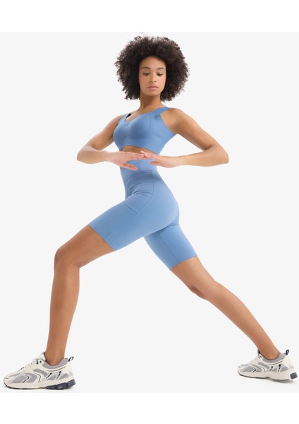 Toparlayıcı Yüksek Bel Biker Sporcu Tayt E6323AX25SM