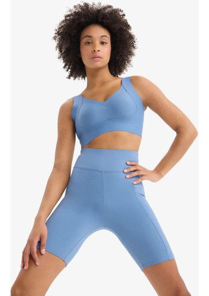 Toparlayıcı Yüksek Bel Biker Sporcu Tayt E6323AX25SM