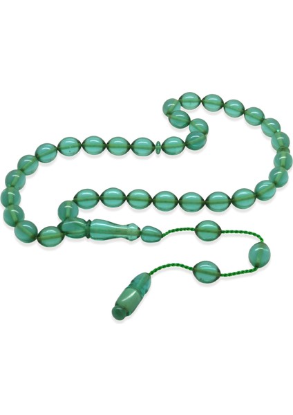 Sistemli Arpa Kesim Şeffaf Turkuaz Ateş Kehribar Tesbih