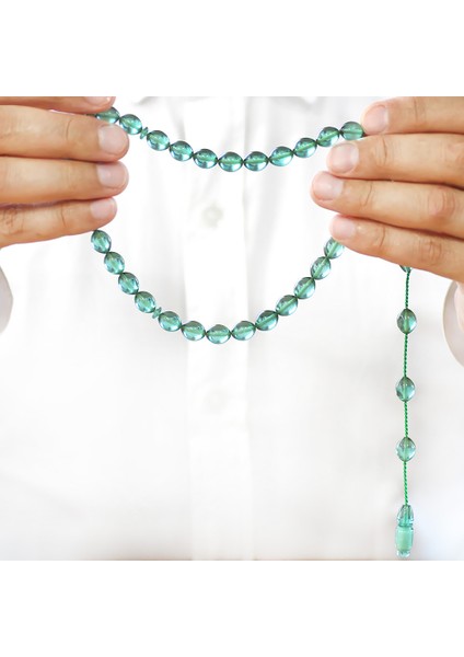 Sistemli Arpa Kesim Şeffaf Turkuaz Ateş Kehribar Tesbih fırsatları